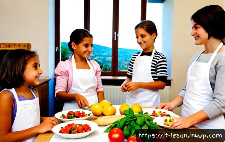 Home 17 맛 교육에서의 창의성 개발 - Photorealistic Italian primary school cooking workshop focused on creative taste education, diverse ...